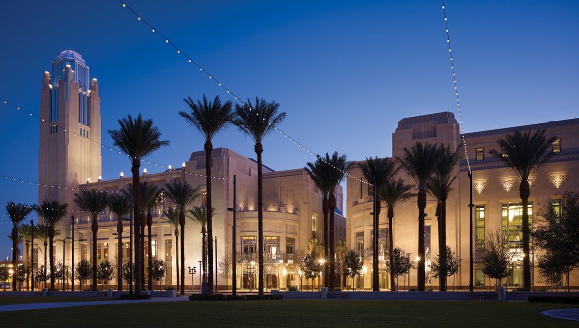 Exterior photo in the evening.
