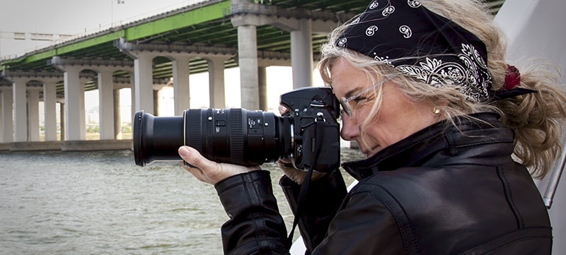 National Geographic Investigative Photographer Jodi Cobb with camera
